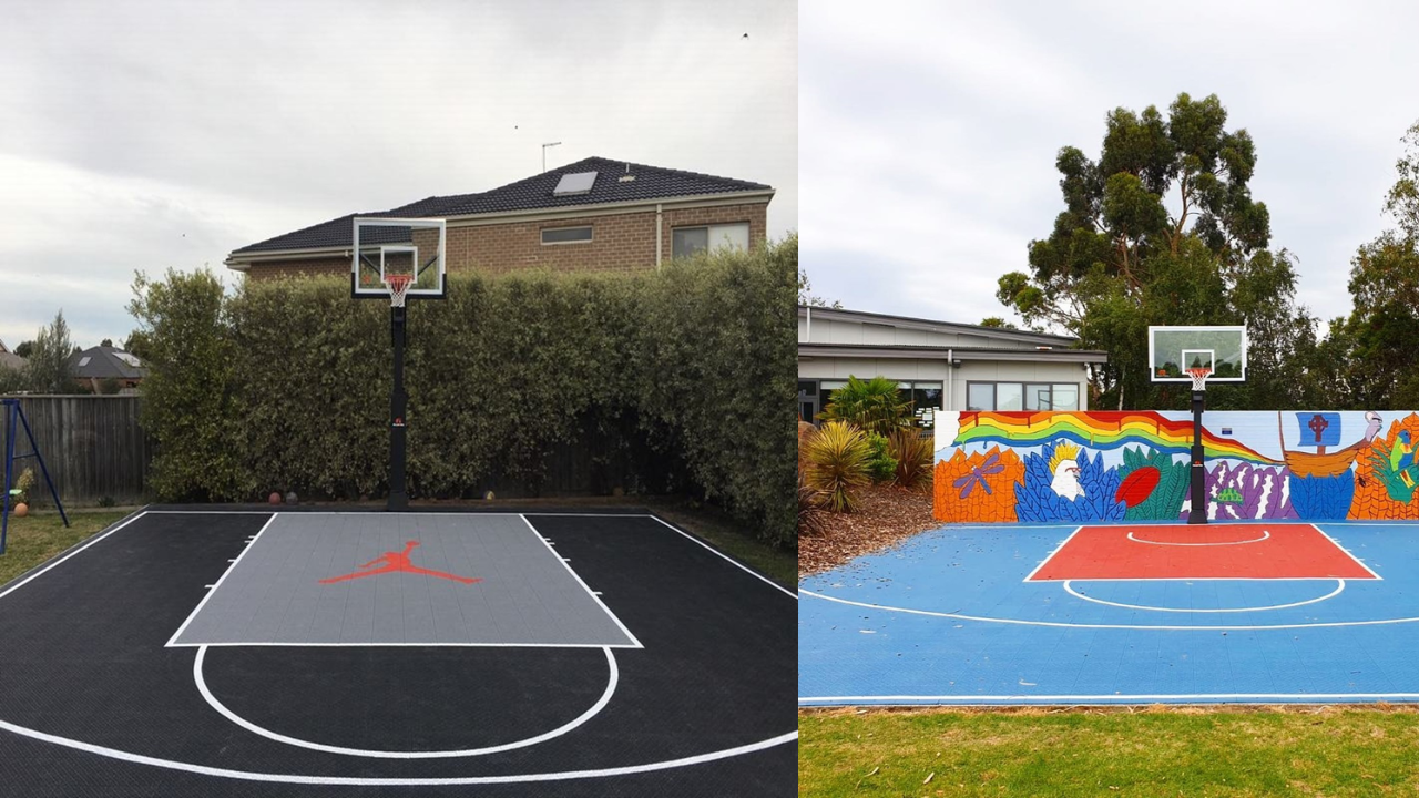 Bring the Game Home: ModuCourts' 30ft x 30ft Scratch-Resistant Backyard Basketball Flooring.